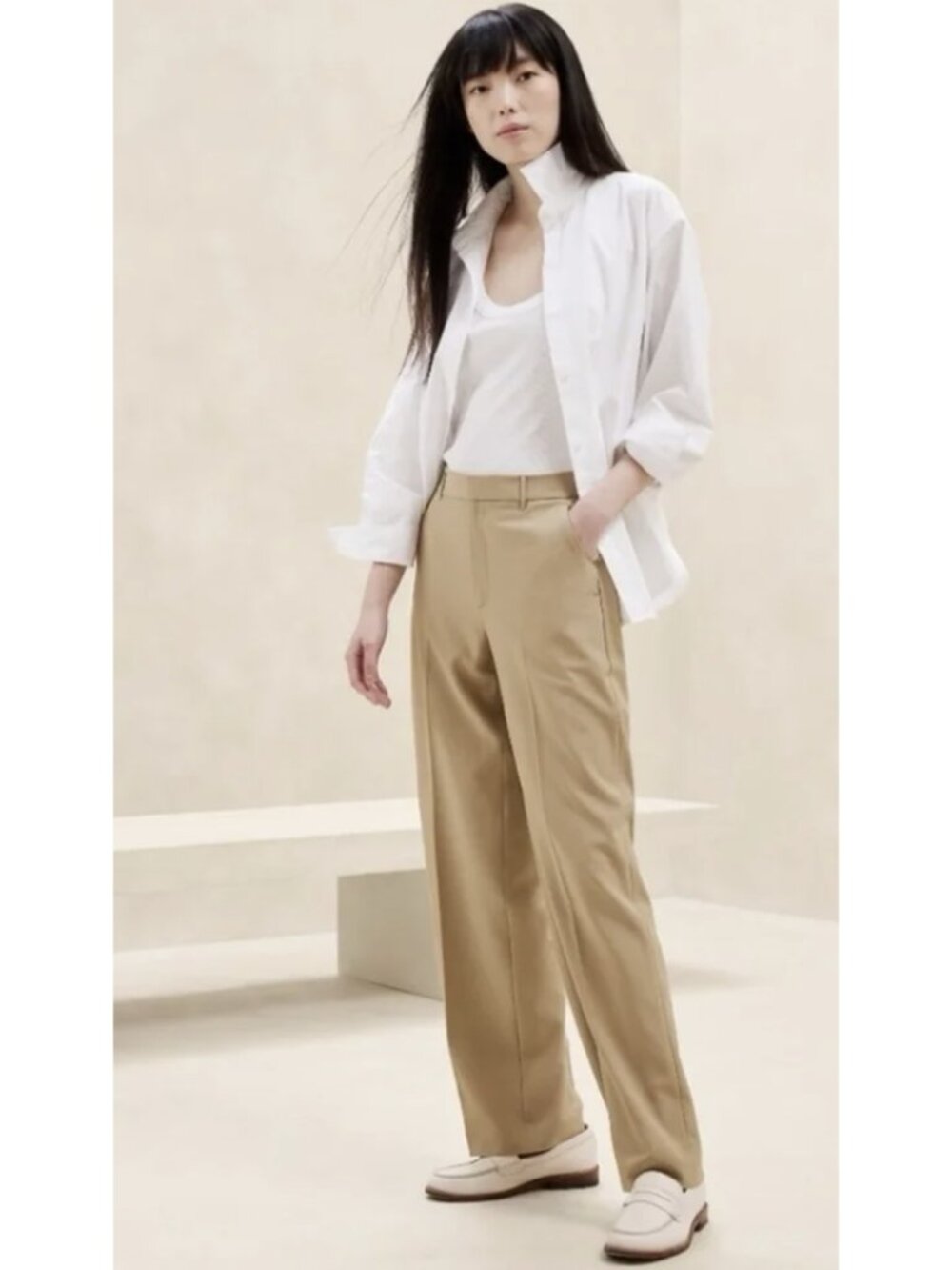 BANANA REPUBLIC Straight Sculpted Pant Trouser New British Khaki US 12 Office